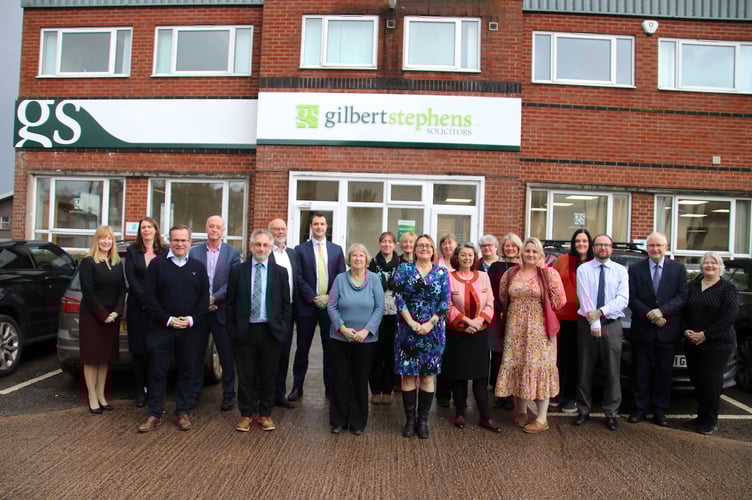 Staff outside the new Gilbert Stephens Solicitors office at Westward Business Centre in Crediton.
