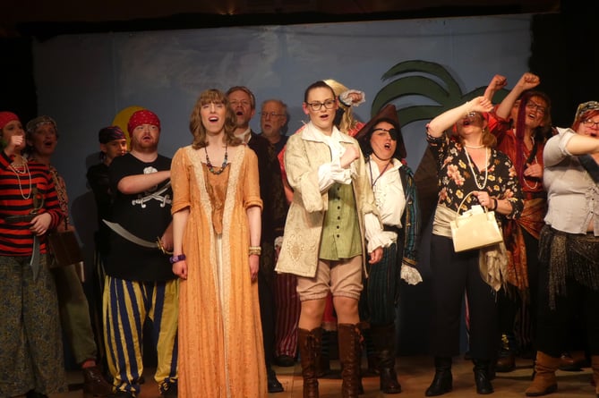 Some of the cast of ‘Treasure Island’ on stage at Cheriton Fitzpaine. 