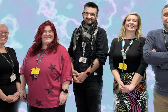 From left, Sam Hillman, Assistant Principal at Exeter College, Hattie Elias-Jones - City College Plymouth, Colin Davey - City College Plymouth, Katie Fremlin - City College Plymouth and Matt Hine, Head of Foundation Maths and English at Exeter College.