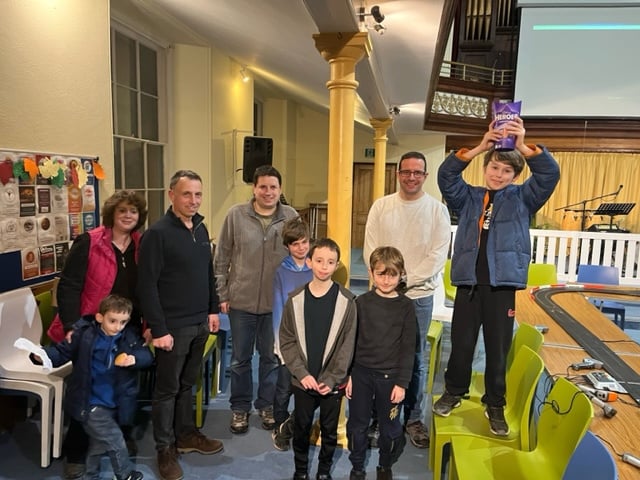 Some of those who attended the last Scalextric fun event at Crediton Congregational Church.
