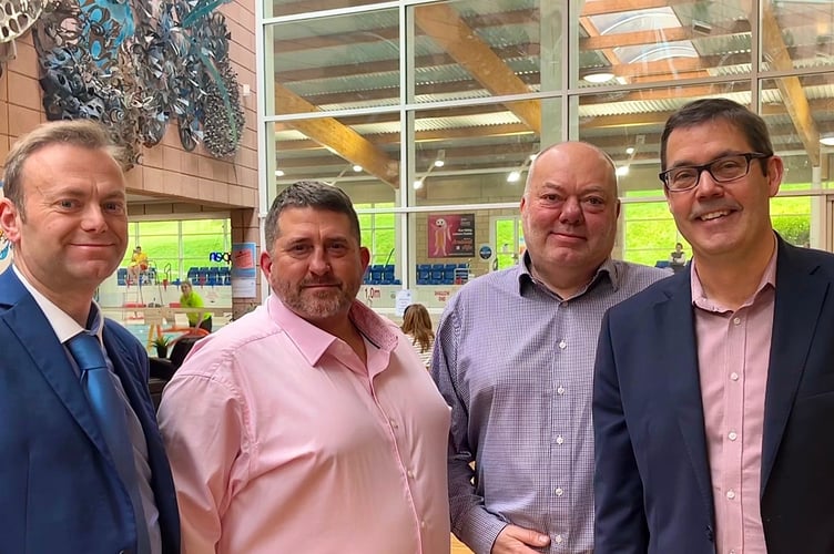 From left, Andrew Busby, MDDC Corporate Manager for Property, Leisure and Climate Change; Lee Chester, MDDC Operations Manager for Leisure Services; Tim Powell, MDDC Corporate Projects Officer and Andrew Jarrett, MDDC Deputy Chief Executive and Director of Finance, Assets and Resources.