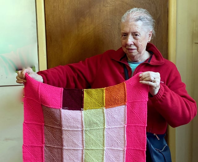 Joan has been knitting blankets for Battersea Dogs and Cats Home
