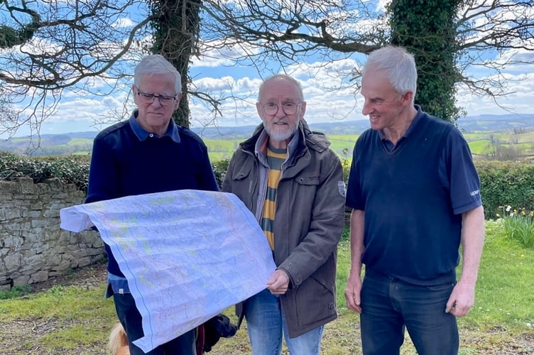 Parish Chairman Brian Fyfe, Diane Fyfe, and Malcolm Vallance did a ‘reccy walk’ to time the Boundary Walk route. This started at the Parish Hall, via Pedlarspool the Millennium Path, and ended in New Buildings where they were met at Beacon Church by John Crooke with Sandford Cider.