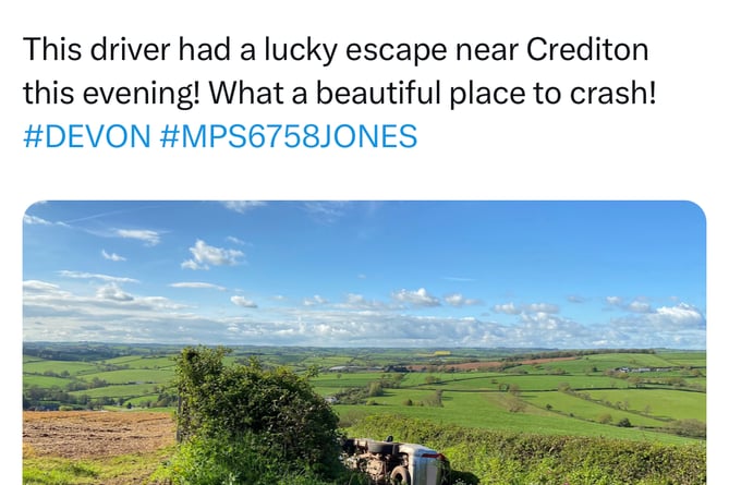 The Tweet issued by Devon and Cornwall Roads Policing Team.