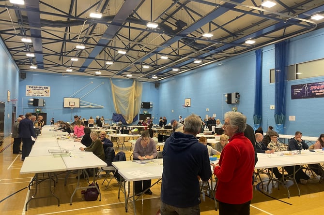 Counting underway at the Mid Devon Count in Crediton.  AQ 7397