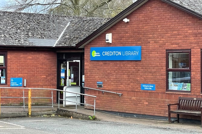 Crediton Library, where youths have been seen climbing on the roof during recent evenings.  AQ 5939