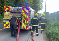 Shed fire at Cowley, near Exeter - motorists advised
