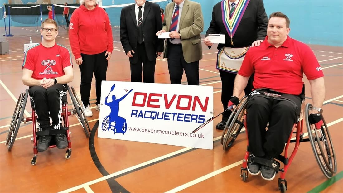 Crediton Freemasons make donations to Devon Racqueteers Parabadminton ...