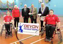 Crediton Freemasons donations to Devon Racqueteers Parabadminton Club
