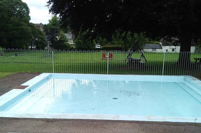 The paddling pool in Newcombes Meadow in Crediton which will open from tomorrow, May 26.