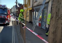 Pavement closed in Crediton High Street due to unstable structure
