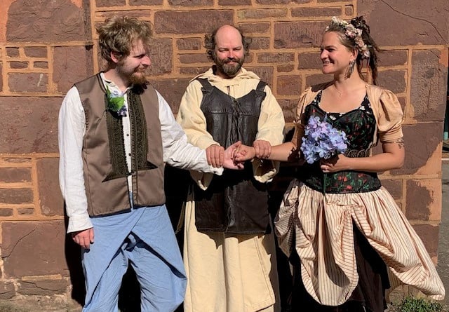 The wedding scene from Crediton Arts Centre’s ‘Much Ado About Nothing’ which will tour the Crediton area.