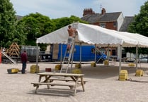 Marquees going up for tomorrow’s Crediton Food and Drink Festival 