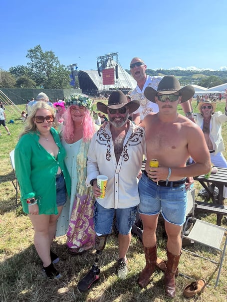 Lee and Claire Spencer renew wedding vows at Glastonbury.