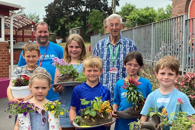 Recycled shoe planters will brighten Hayward’s School grounds