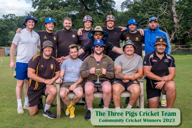 The winning Three Pigs cricket team.