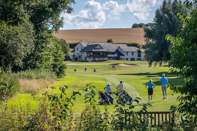 Crediton Walk and Talk group crossed Downes Crediton Golf Course on the public footpath which crosses the course.