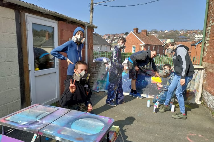 During a recent graffiti art and spray painting class.