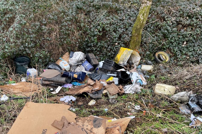 The waste fly-tipped near Tiverton.