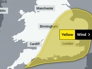 ‘Unseasonably windy’ Saturday Yellow Warning by Met Office