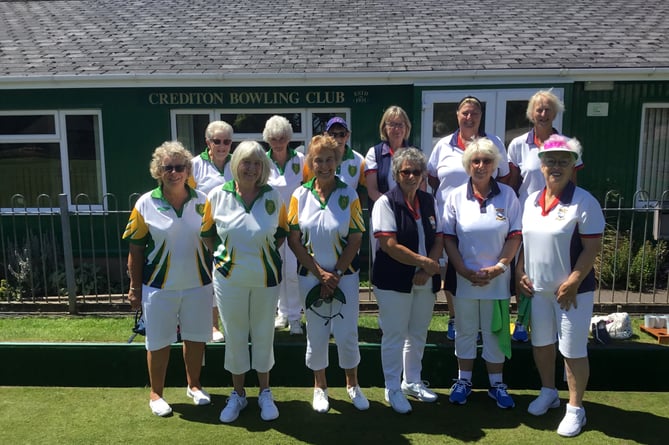 Crediton Ladies Yellow team before their league match at home to Seaton Blue.
