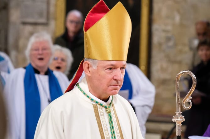 The Bishop of Exeter, the Rt Rev Robert Atwell, in a service at Exeter Cathedral.