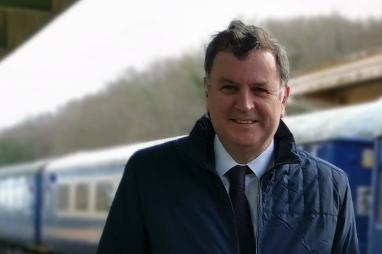 Mel Stride MP at Okehampton Railway Station.