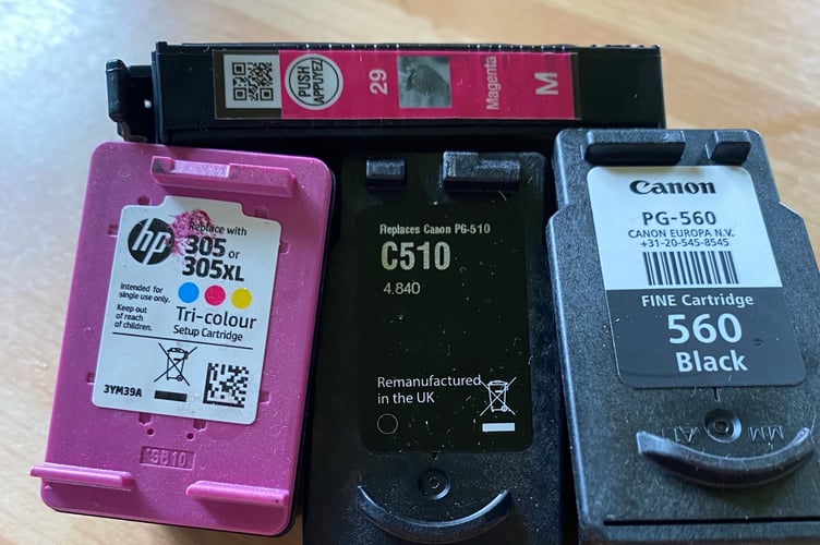 Some of the ink cartridges collected by Yvonne Youles.