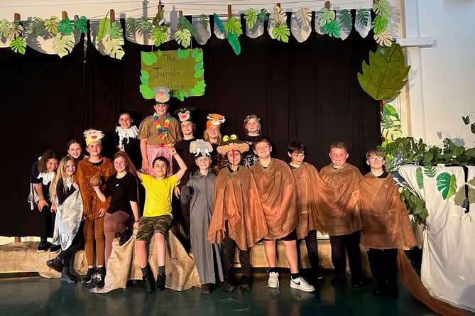 The cast of 'The Jungle Book' staged by Copplestone Primary School’ leavers.