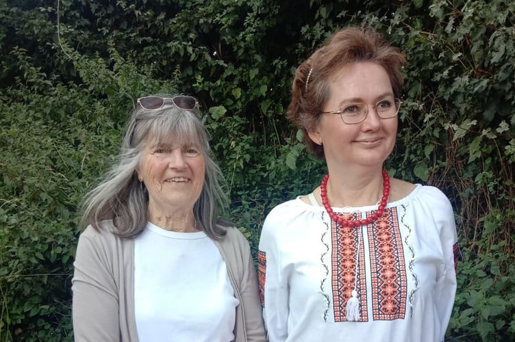 The Mayor of Crediton, Mrs Liz Brookes-Hocking and Iryna.