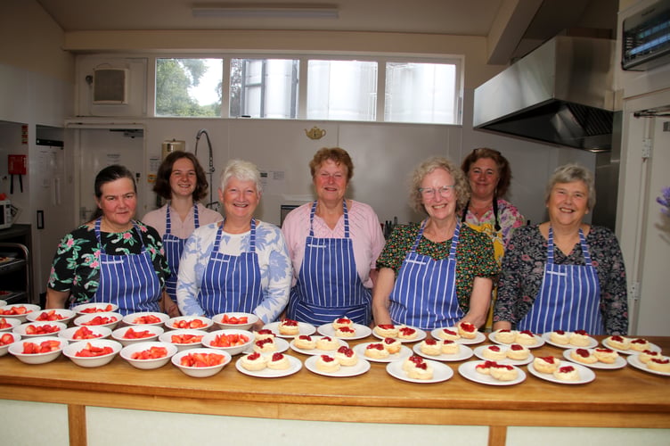 The helpers at the Strawberry Cream Tea held in Crediton for North Devon Against Domestic Abuse. AQ 1768