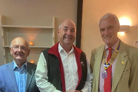 Left to right, Rotarian Richard Carey, Rotarian Andy Richardson and Rotary Club of Crediton Boniface President Garry Adams.