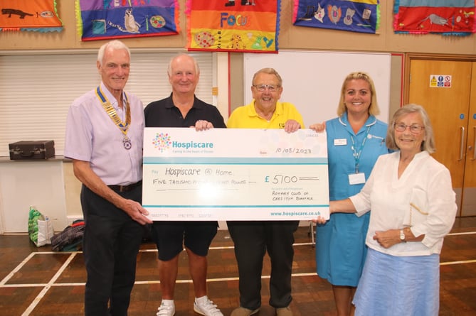 At the presentation ceremony held to present £5,100 to the Hospiscare Hospice at Home service.  AQ 1989