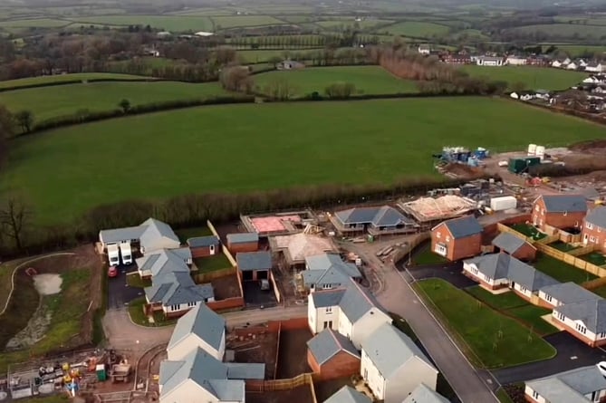 An aerial view of part of the site at Witheridge where it is hoped to build 155 new homes. 