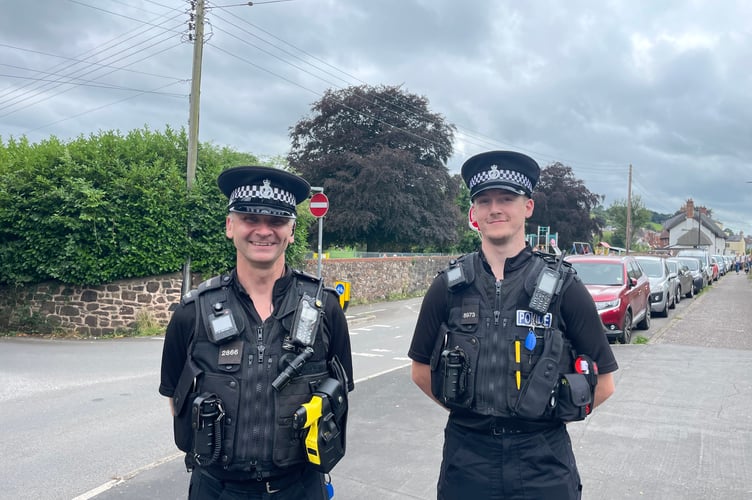 Mid Devon officers on patrol in Crediton last week. AQ 3842