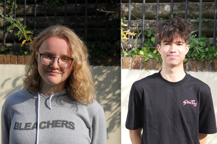 Following successful A Level grades, Rebecca Millar, left, will be going to Cambridge to study Natural Sciences and Cai Foster-Wilson, right, will be going to York to study Law.