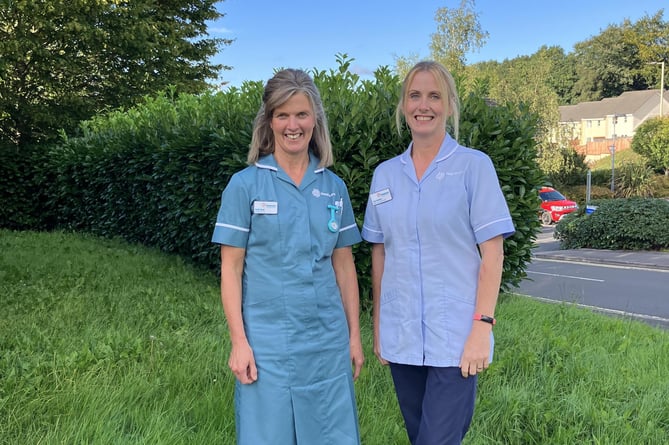 Sally Reed and Lisa Herbert, local Hospiscare nurses, who will take up the challenge of the Hospiscare Dartmoor Drop abseil.
