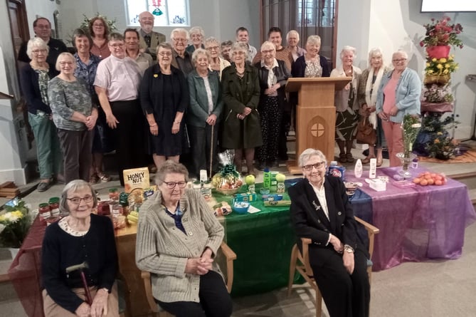 Those who attended the Harvest Service at Crediton Methodist Church.
