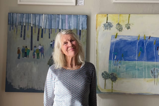 Mother and son exhibit art for Open Studios
