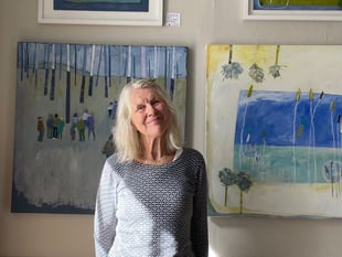 Mother and son exhibit art for Open Studios
