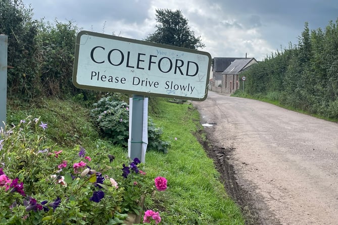 The Coleford road sign which has left Lapford residents bemused.  AQ 7618