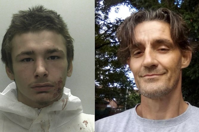 Brian Jewell, left, who has been jailed for stabbing to death Stephen Cook, right.