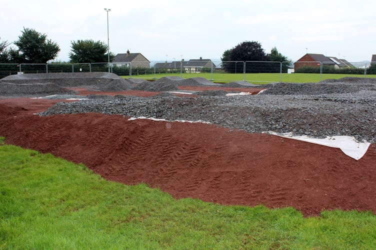 The cycle pump track under construction.  SR 9049
