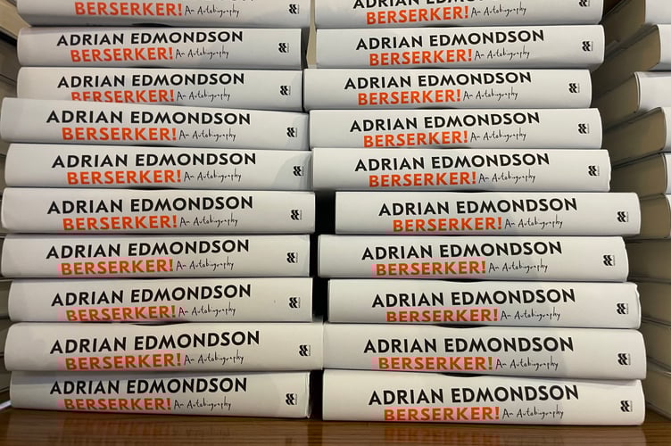 Some of Adrian Edmondson’s books which were on sale. AQ 8392