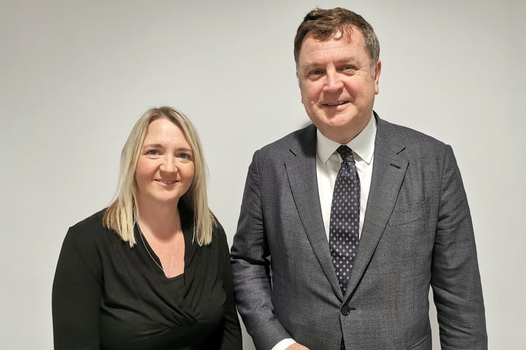 Cllr Lois Samuel (Okehampton Rural) and Mel Stride MP discussing provision for local pupils with Special Educational Needs.