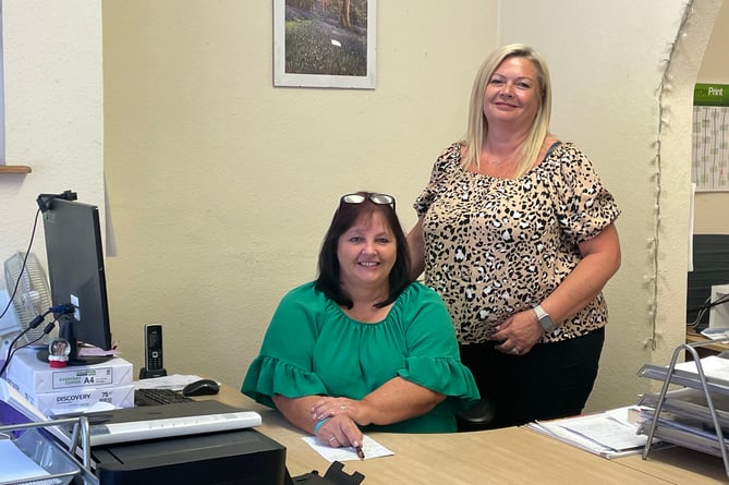 Samantha Major, manager, standing, pictured with office manager Rose Bosley.  AQ 8261