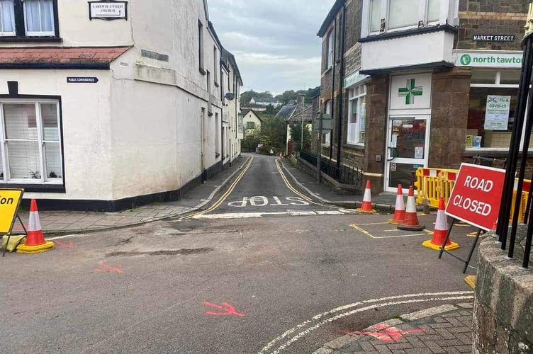 North Street in North Tawton, where it is proposed that the road is closed for several weeks.