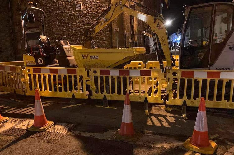 One of the road closures due to current gas works in North Tawton.