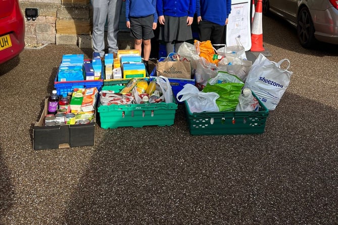 Arriving at Crediton Foodbank with some of the items.