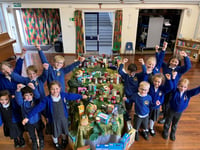 Morchard Bishop School Harvest items delivered to Crediton Foodbank
